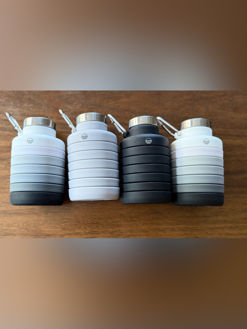Free People Mayim Collapsible Silicone Water Bottle - White/Black/Gray 24 oz